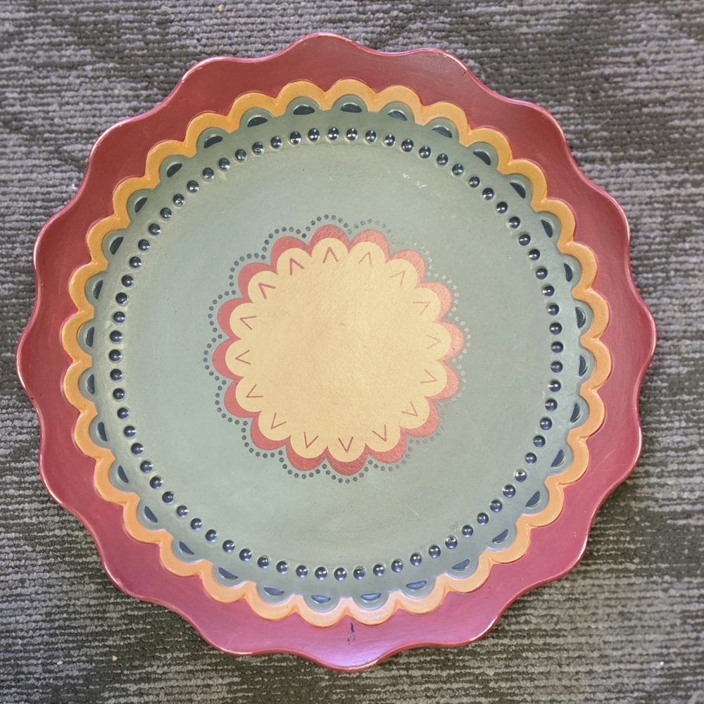 Unique Vintage 17 Inch Hanpainted With Carved Detailing